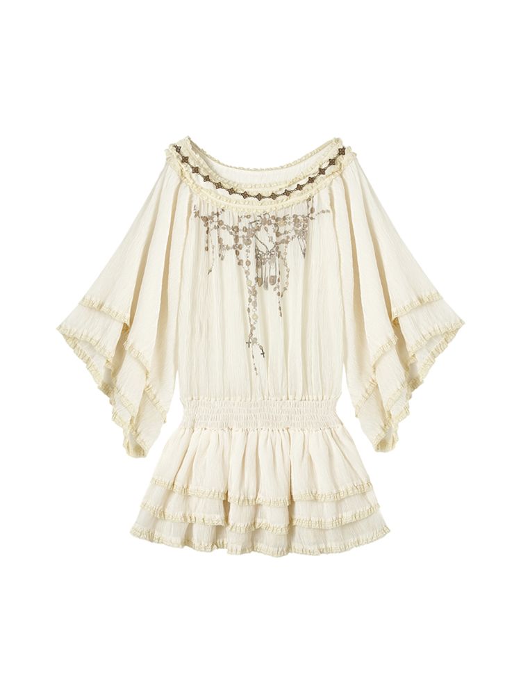 Romantic Loose Lace Cake Pom Pom Dress