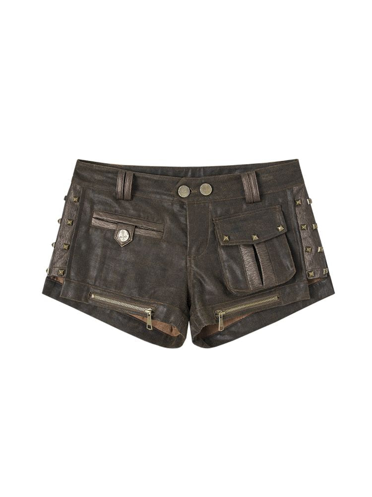 Low Rise Leather Shorts