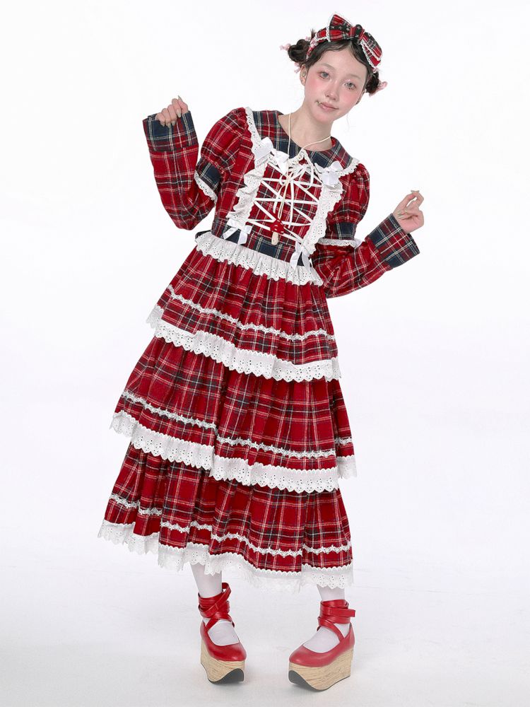 Christmas Red Plaid Cake Dress