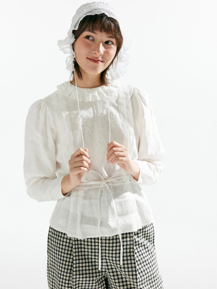 Lamb Leg Sleeve 100% Linen Shirt