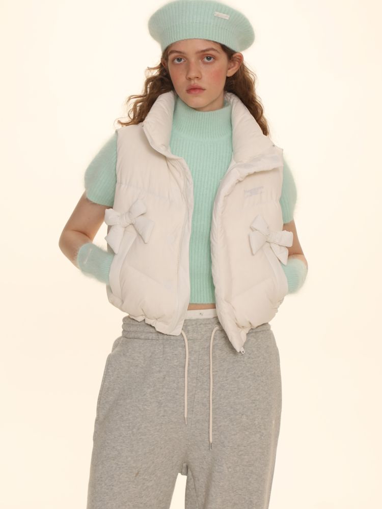 Absorbent bow short down jacket