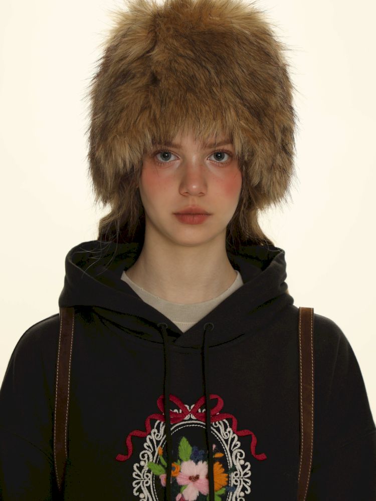 Fur thickened warm cold hat