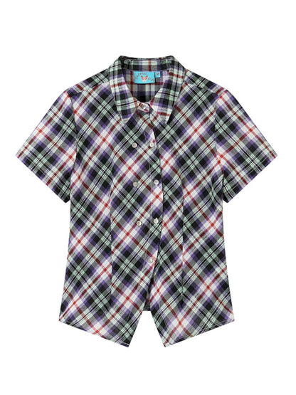 Irregular Placket Short Sleeve Shirt