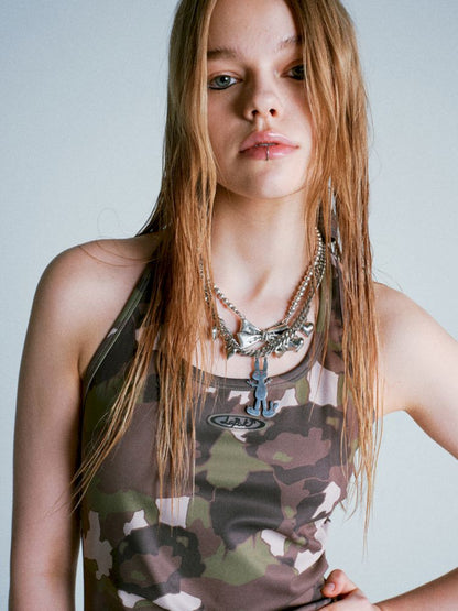 Camouflage Bear Hanging Neck Dress