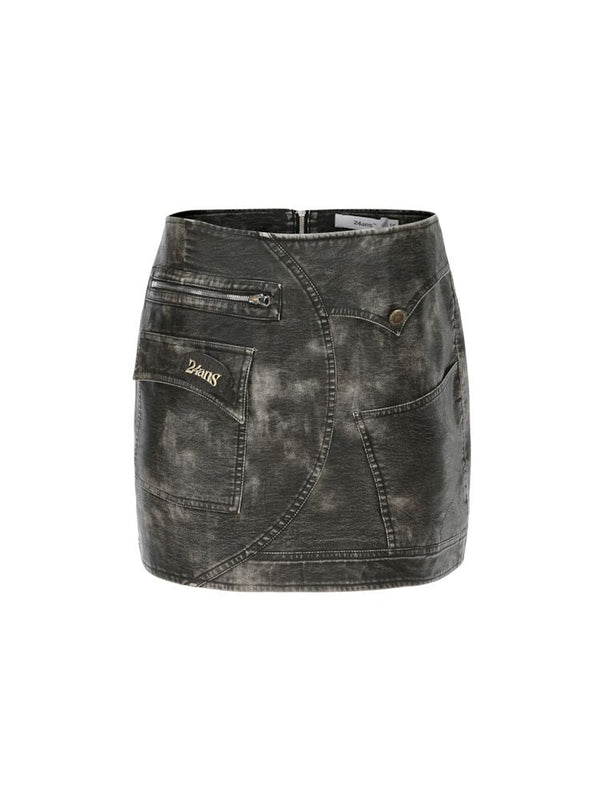 Light punk leather skirt