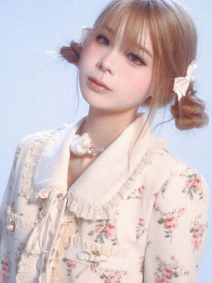 Sweet floral doll collar lace floral jacket