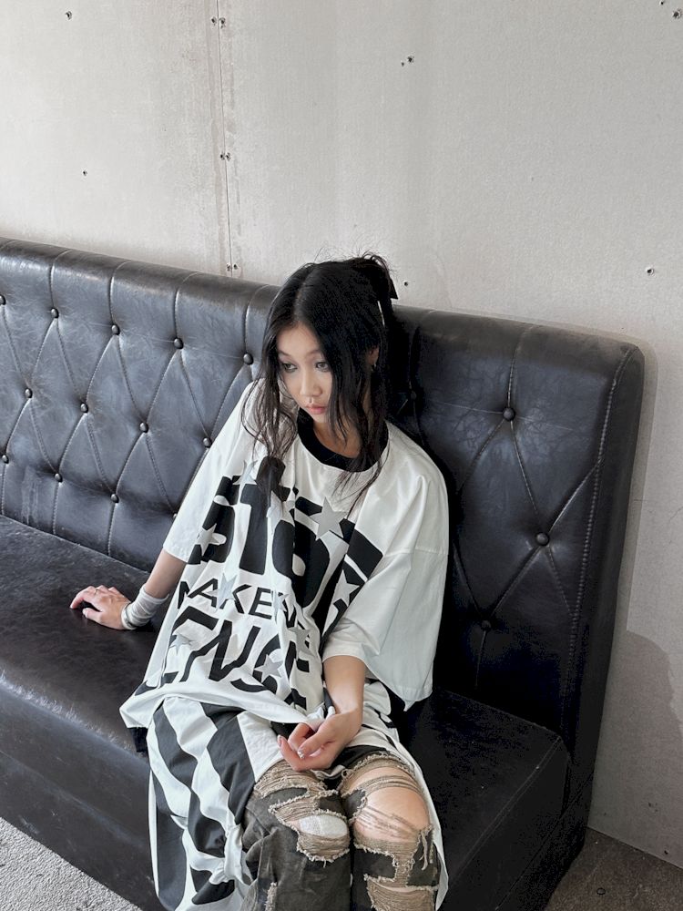 Cropped Oversize Baseball Short Sleeve Wide Shoulder T-Shirt