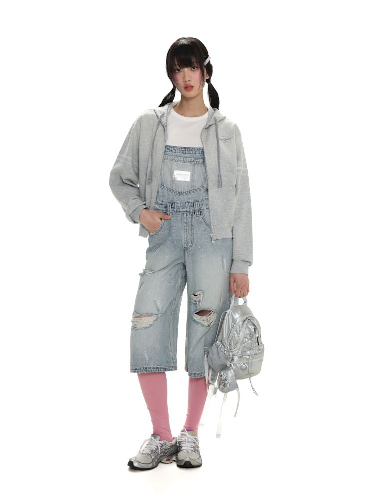 Silver pleated leather label casual straight denim back pants