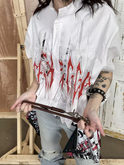 Knife Cut Short Sleeve Shirt