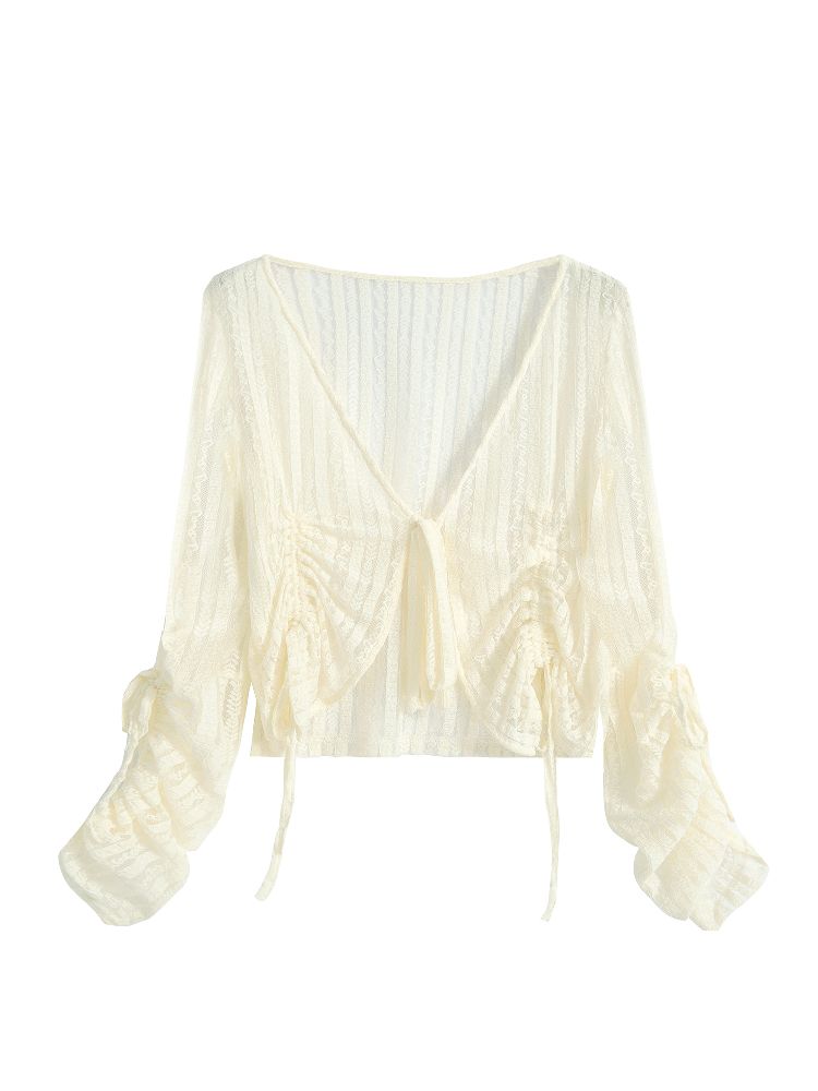 Muscle Lace Drawstring Sun Cardigan