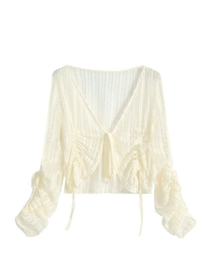 Muscle Lace Drawstring Sun Cardigan