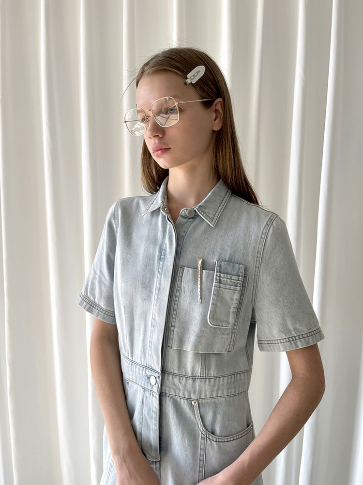 Denim Short Sleeve Work Dress