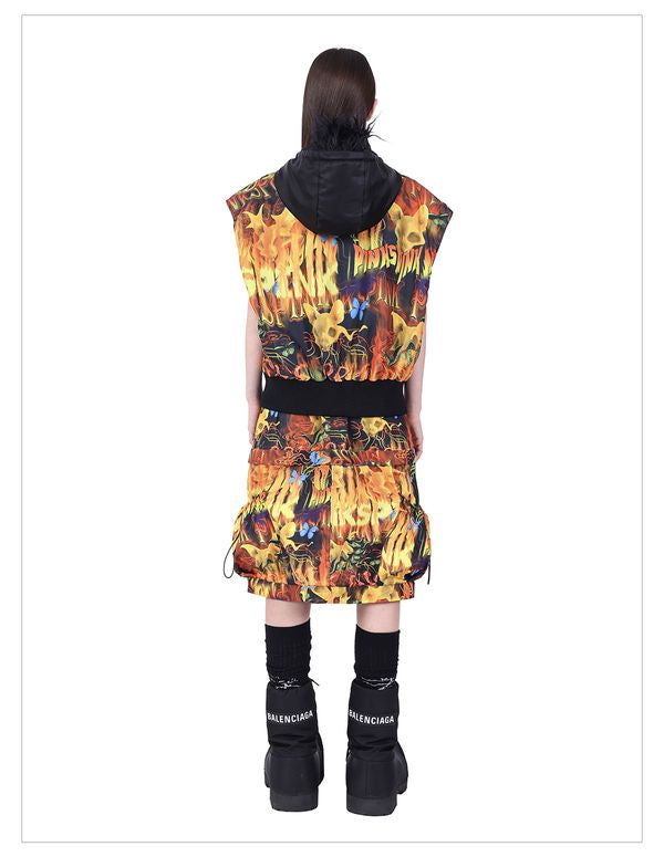 Flaming Cat Rock Punk Genderless Sleeveless Jacket