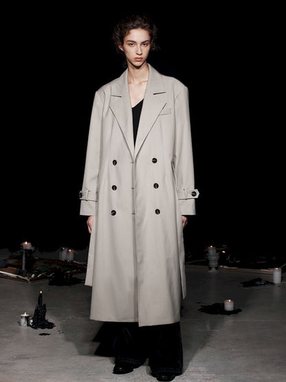 Long double-breasted trench coat