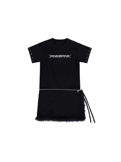 Studded Zip Slim Split Genderless Short Sleeve