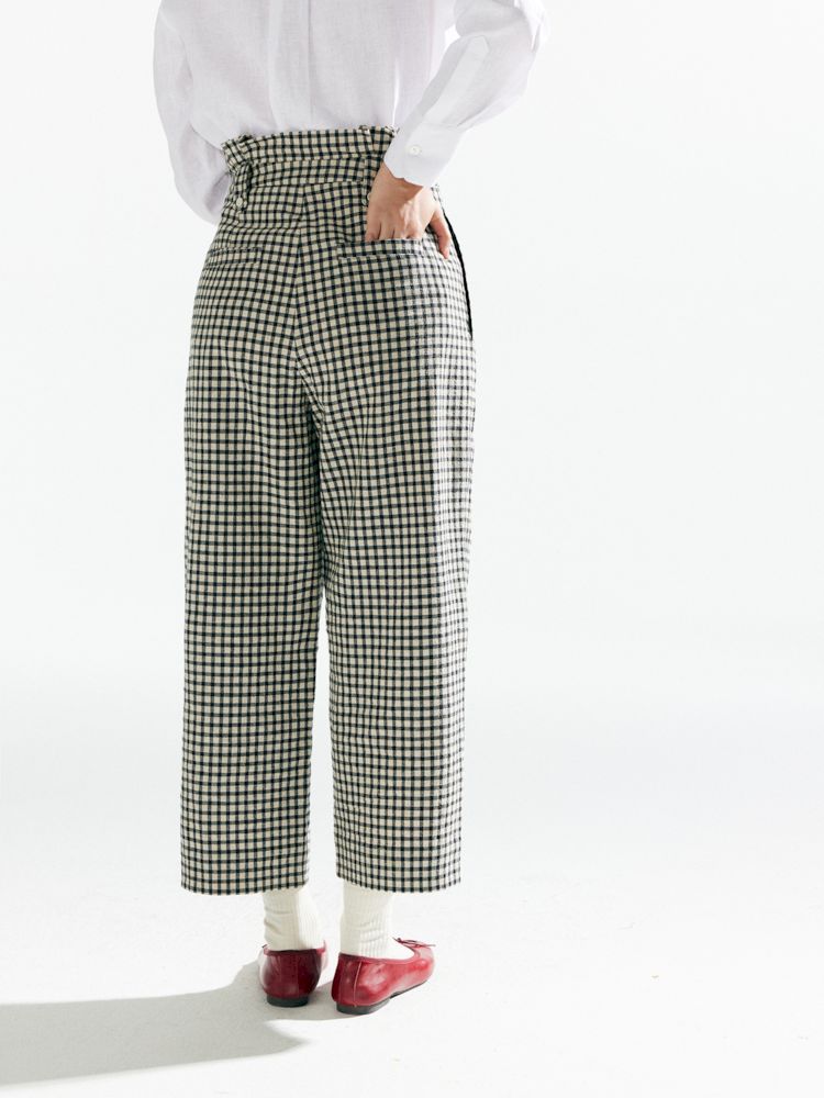 Plaid High Waist Tapered Pants