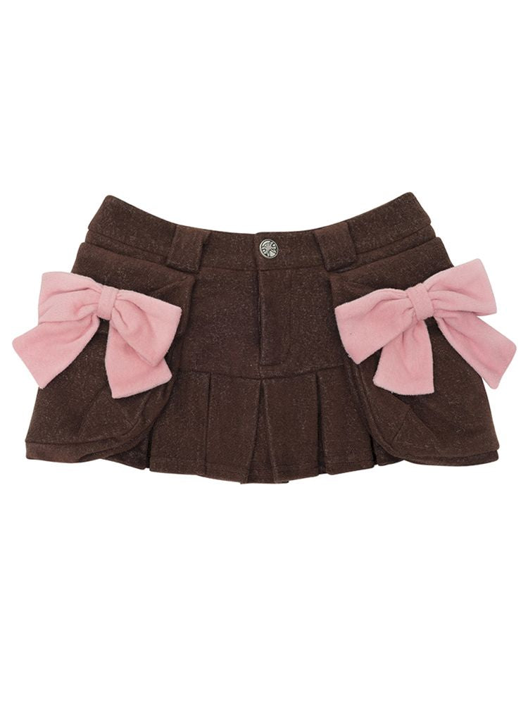 Towel Bow Pleated Skirt