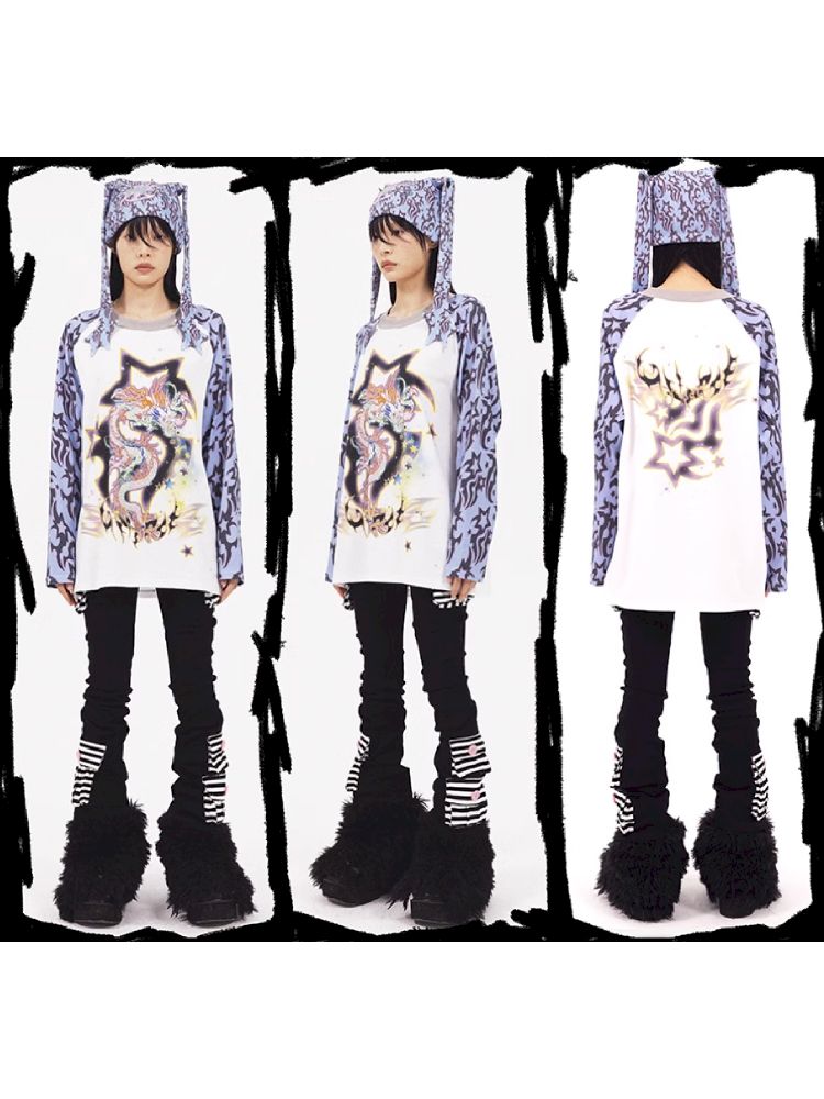 Bunny Skull Printed Knit Cap