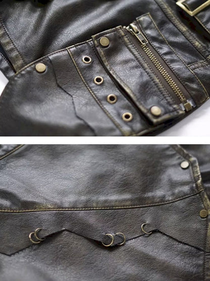 Color Pocket Leather Shorts