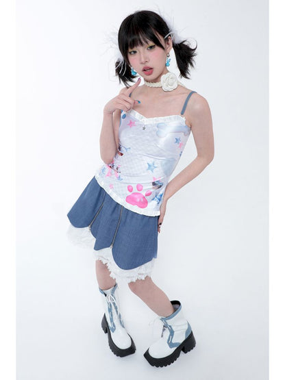 Cute ghost dopamine Printed suspenders