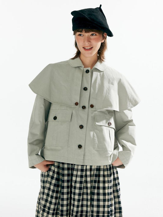 Vintage cape style short windbreaker jacket