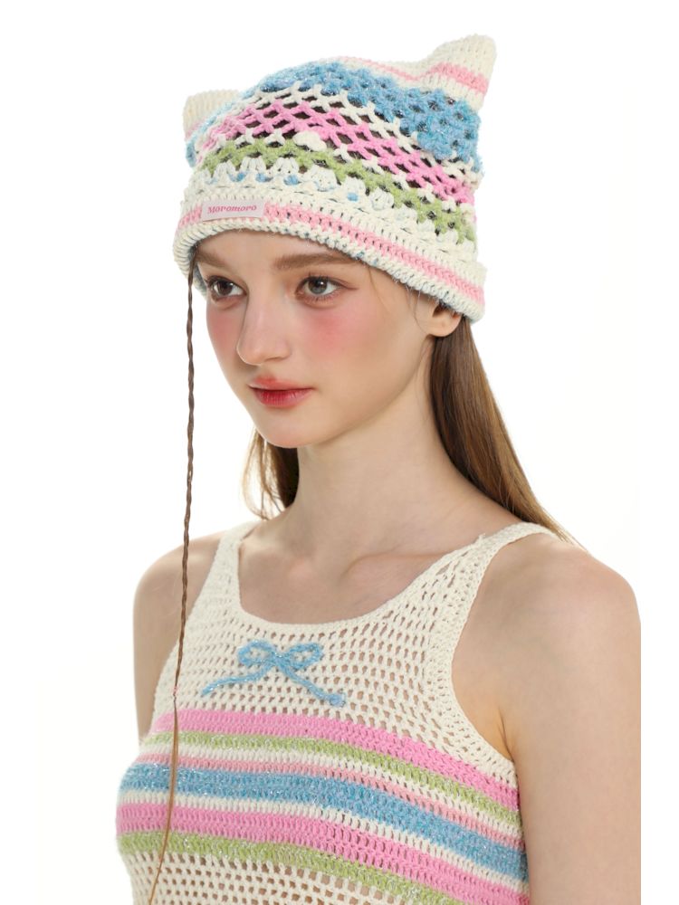 Hand crocheted knit hat