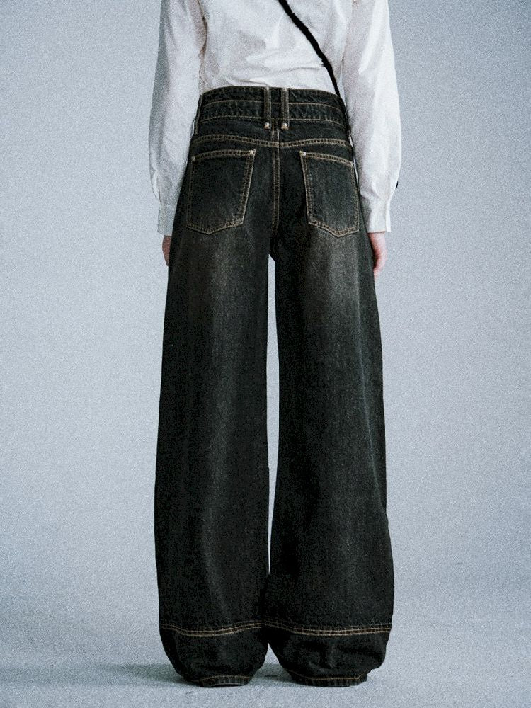 High waist straight loose casual pants