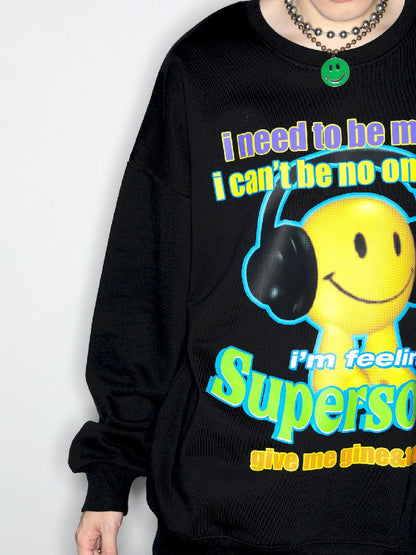 American Casual Street Smiley Loose Pullover