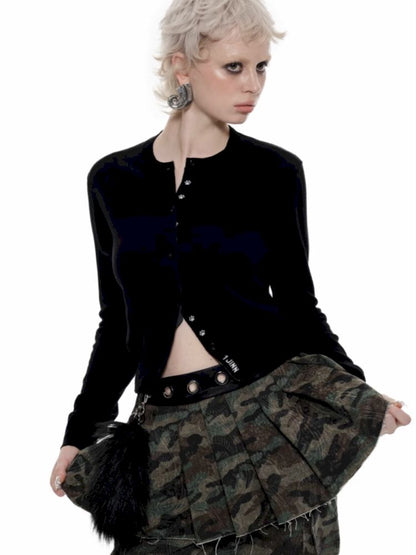 Patchwork Camouflage Pleated Skirt