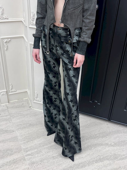 Loose Draped Full Printed Wide Leg Pants