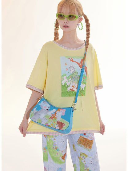 Hundred Illustration Shoulder Crossbody Bag