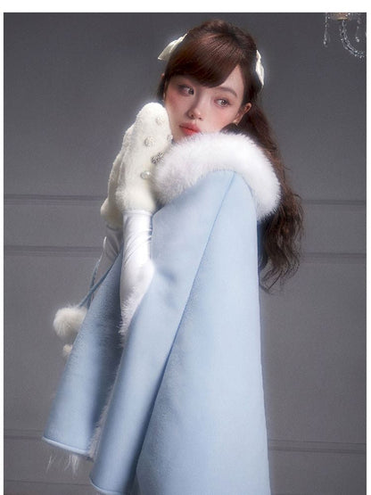 Globules patchwork fur shawl cape