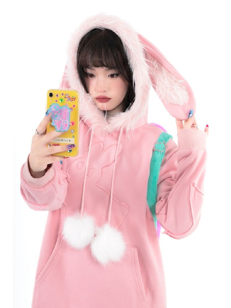 Rabbit Ears Hooded Sweatshirt Dress