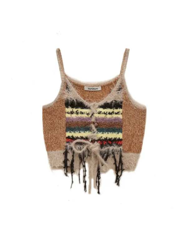 Mixed yarn interweaving stripes sweater