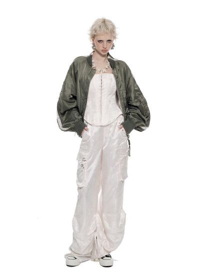 Jacquard Satin Work Pants