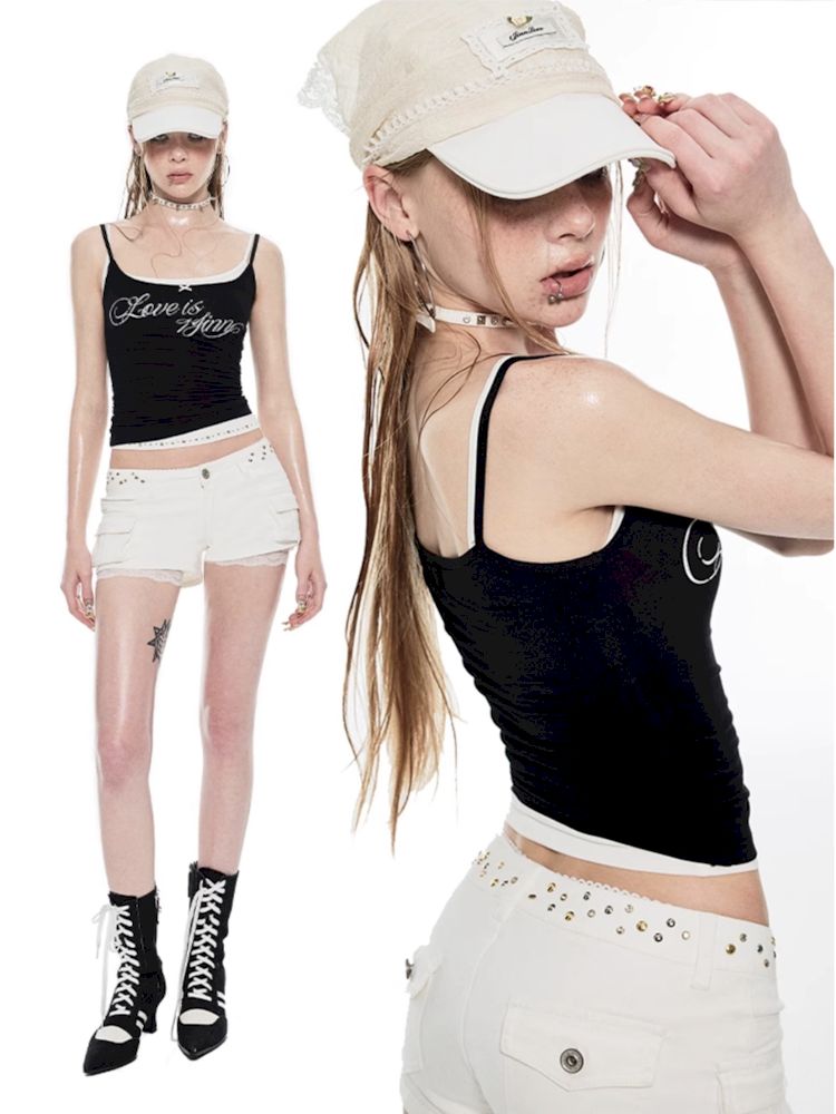 Studded Workwear Low Waisted Hipster Proportionate Shorts