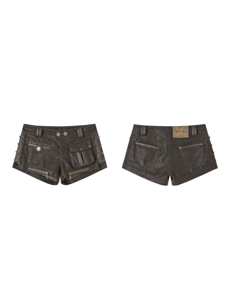 Low Rise Leather Shorts