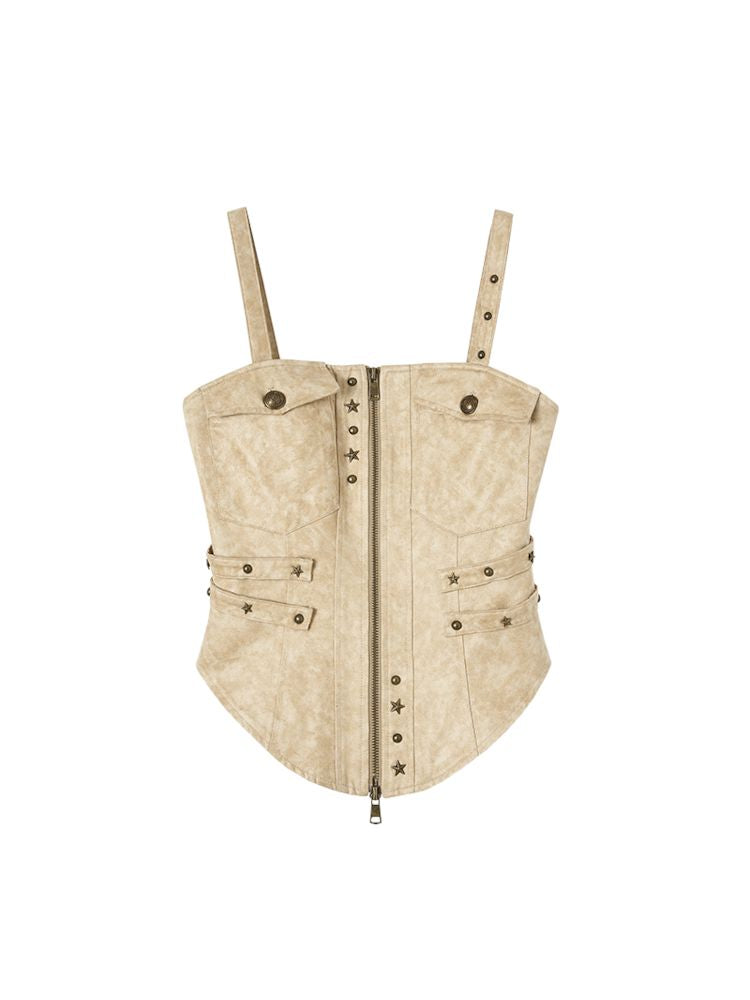 Heavy Suede Waist Corset Camisole