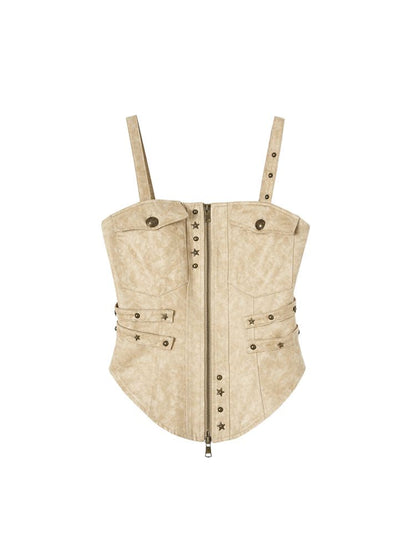 Heavy Suede Waist Corset Camisole