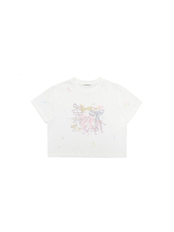 Fantasy colorful bow print short-sleeved T-shirt