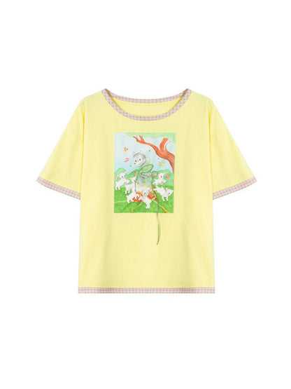 Childish Illustration Applique T-Shirt