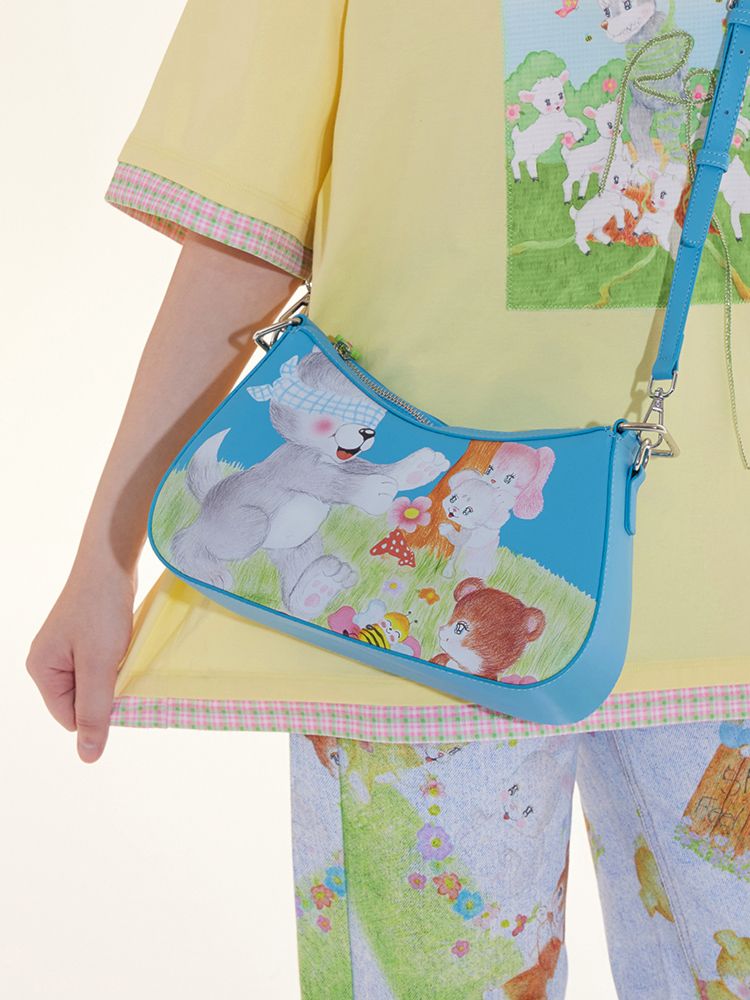 Hundred Illustration Shoulder Crossbody Bag