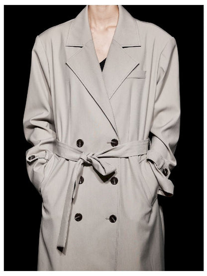 Long double-breasted trench coat