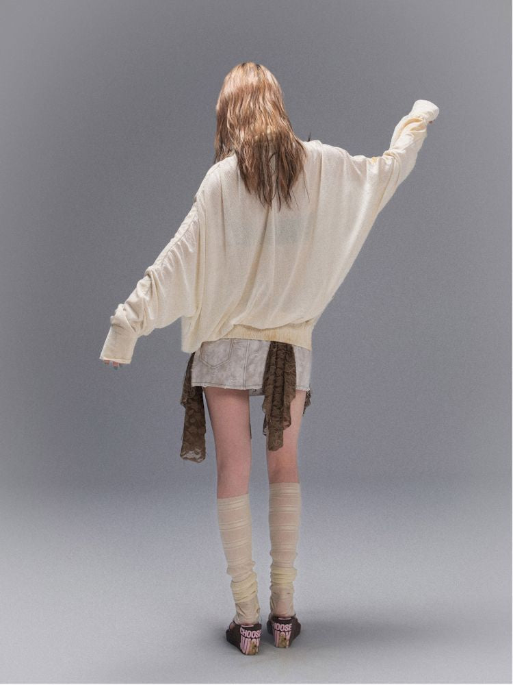 Cross Loose Thin Knit Sunscreen Long Sleeve Jacket