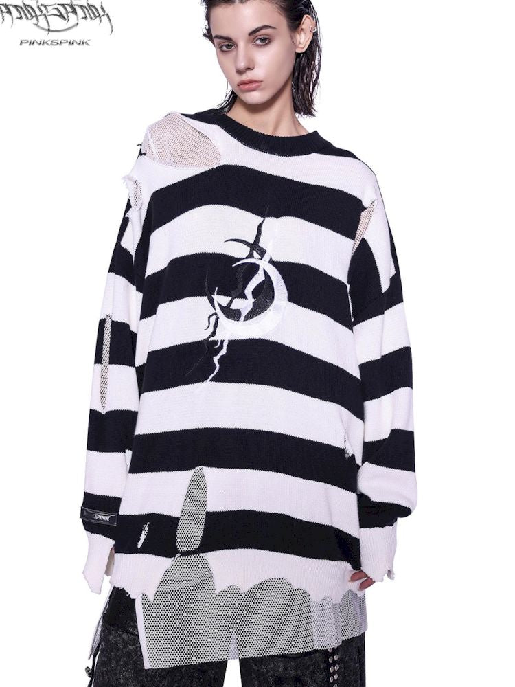 Electric Moon Destruction Striped Sweater