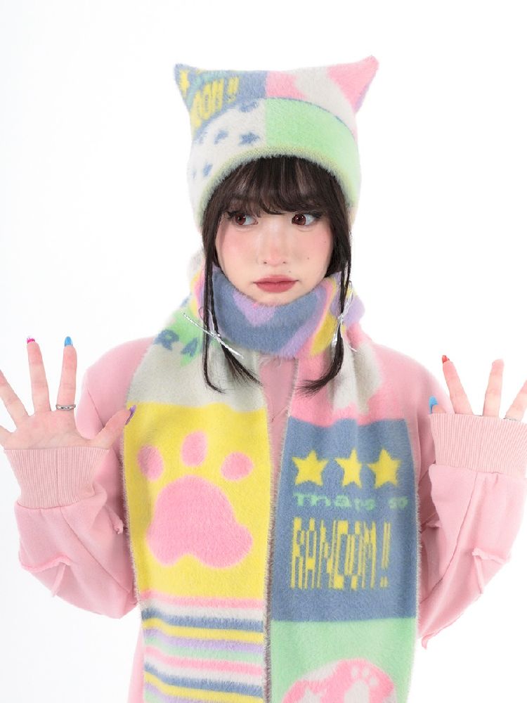 Cat Ear Knit Reversible Cold Hat