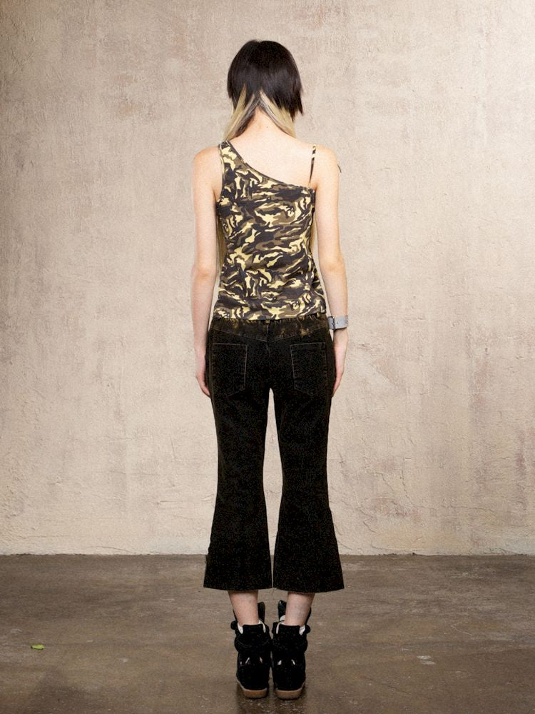 Rhinestone Camouflage Asymmetric Vest