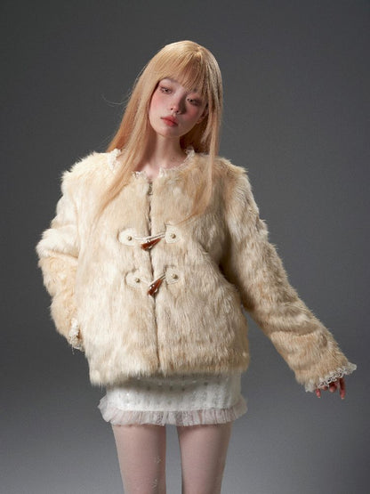 High Collar Detachable Fur Coat