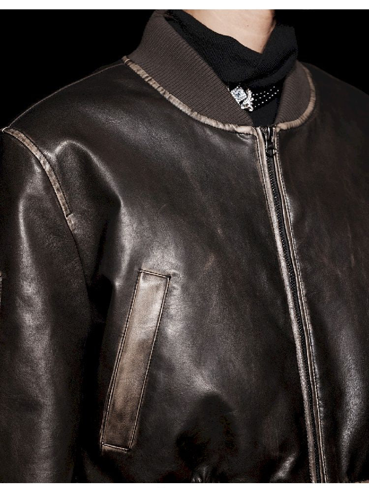 Stream Cotton Aged Leather Jacket