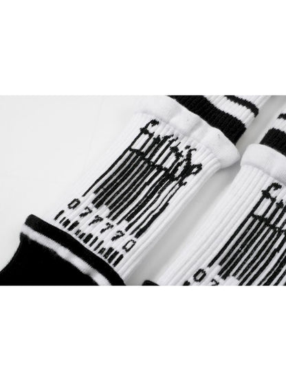 Barcode knitted anti-pilling patchwork design sports socks